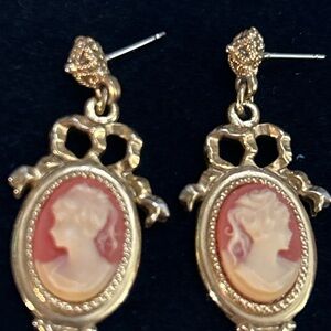 Elegant Gold Cameo Earrings